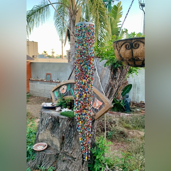 Beaded Spiral Chandelier 4 ft+ Handmade Bohemian Czech Glass Sun Catcher Mobile - Picture 6 of 10